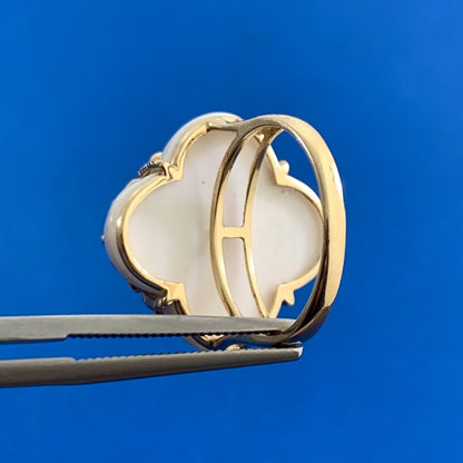 Designer 14K Yellow Gold Citrine Orange Tourmaline White Agate Statement Ring