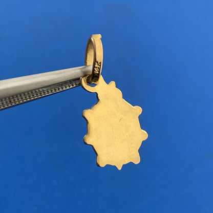 14K Yellow Gold Red Enamel Lady Bug Insect Charm Pendant