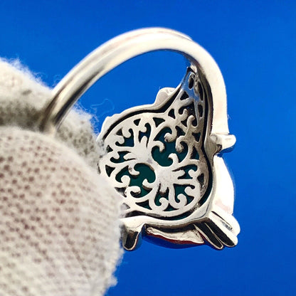 Designer SG Sterling Silver 925 African Green Onyx Cabochon Cocktail Ring