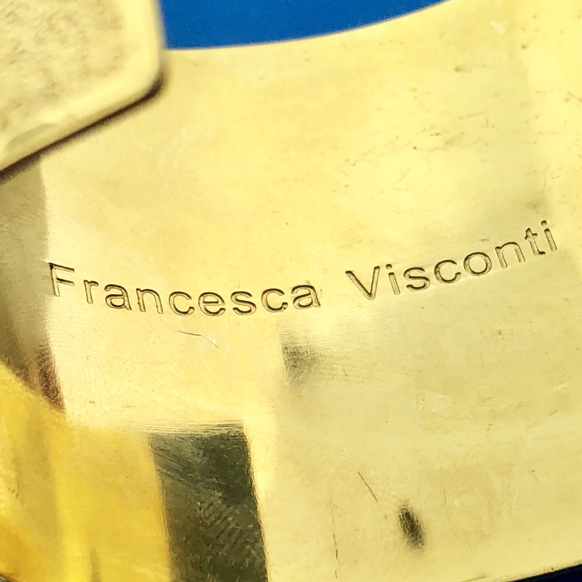 Francesca Visconti Gold Tone Animal Print Textured Runway Couture Cuff Bracelet