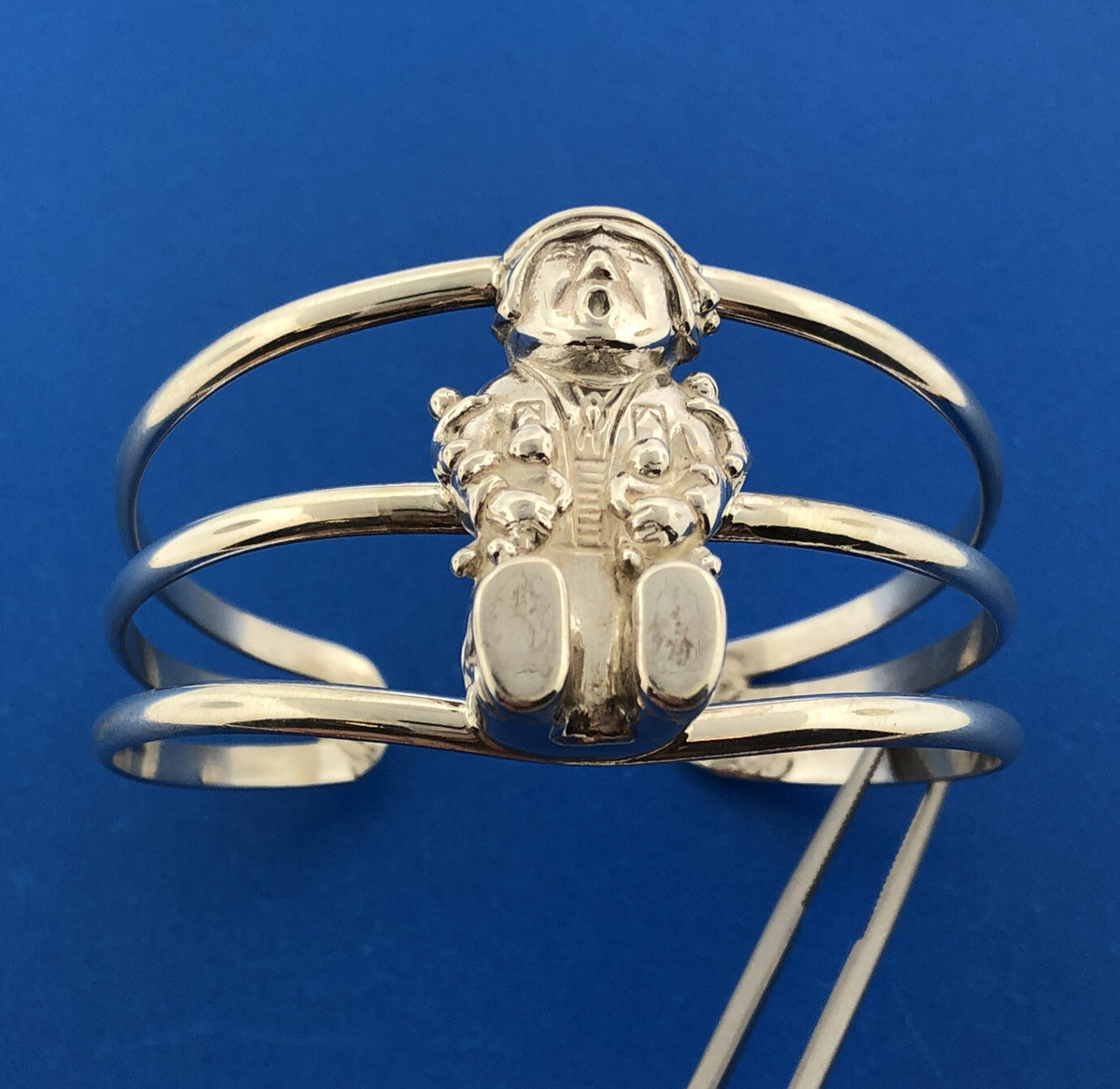 Carol Felley Pueblo 925 Sterling Silver Storyteller Doll Statement Cuff Bracelet