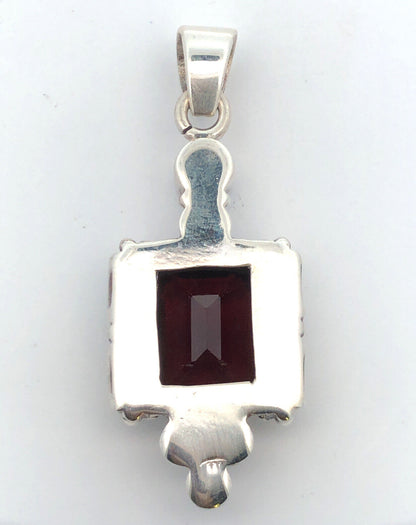 Designer Vintage Pearl Red Garnet 925 Sterling Silver Pendant