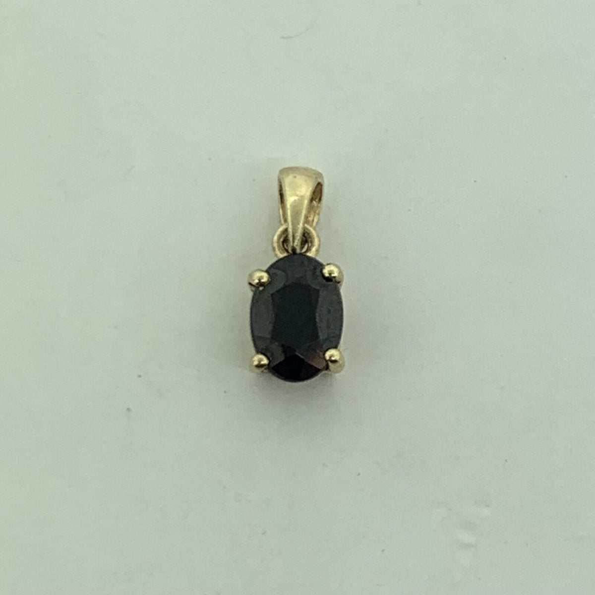 10K Yellow Gold Oval Blue Sapphire Charm Pendant