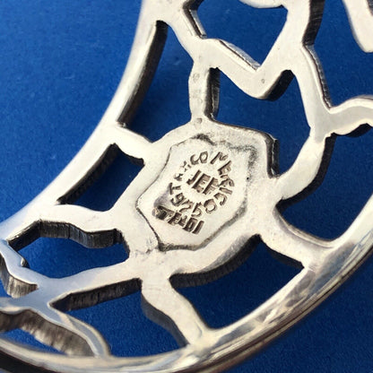 Vintage Taxco TE-01 925 Sterling Silver Turquoise Inlay Open Work Cuff Bracelet