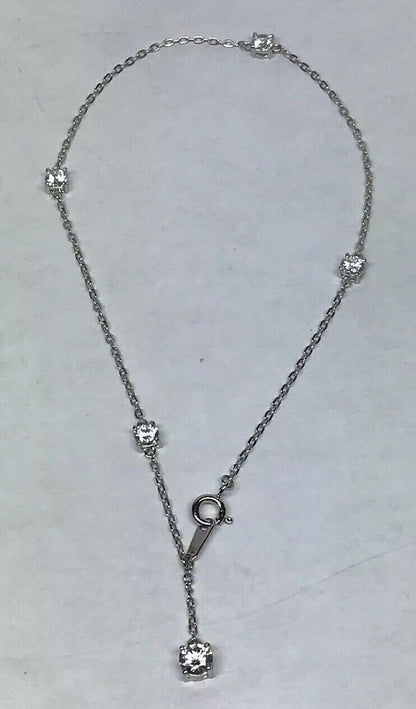 Designer SV Sterling Silver 925 Cubic Zirconia CZ Station Ankle Bracelet