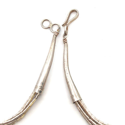 Native American 925 Sterling Silver Turquoise Liquid Silver 5 Strand Necklace