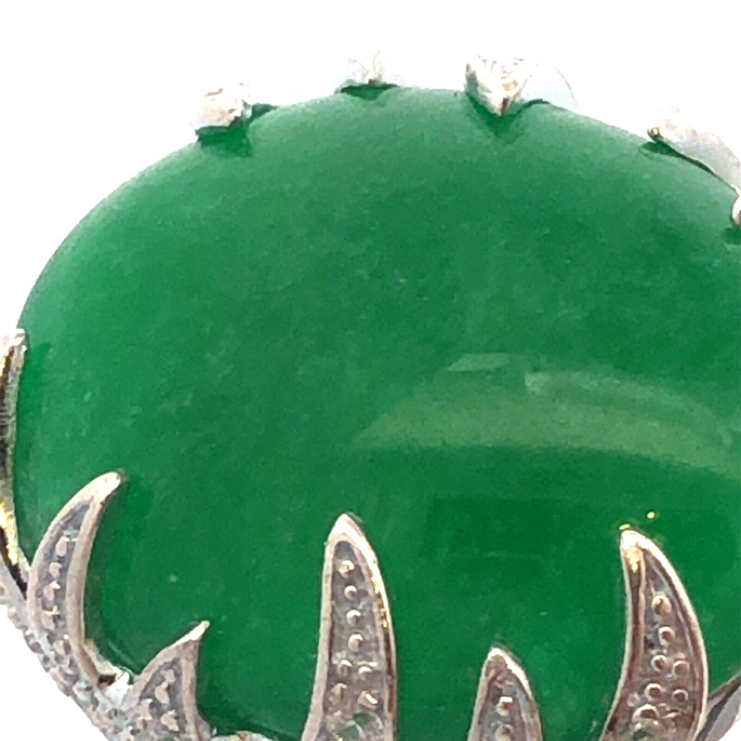 Designer SX 925 Sterling Silver Oval Chrysoprase Cubic Zirconia Statement Ring