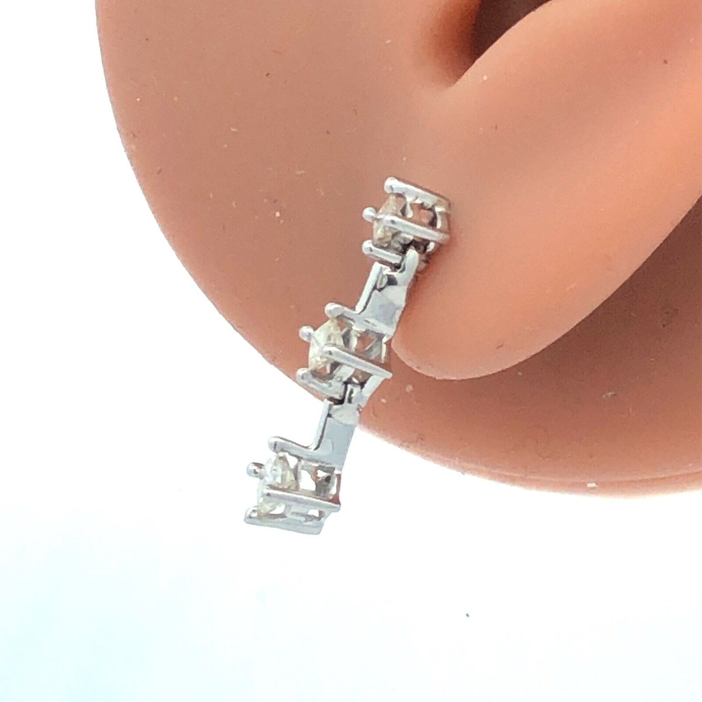 Designer 14K White Gold Princess Cut Diamond Dangle Drop Stud Earrings