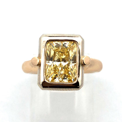 Designer 14K Yellow Gold Lemon Solitaire Statement Ring
