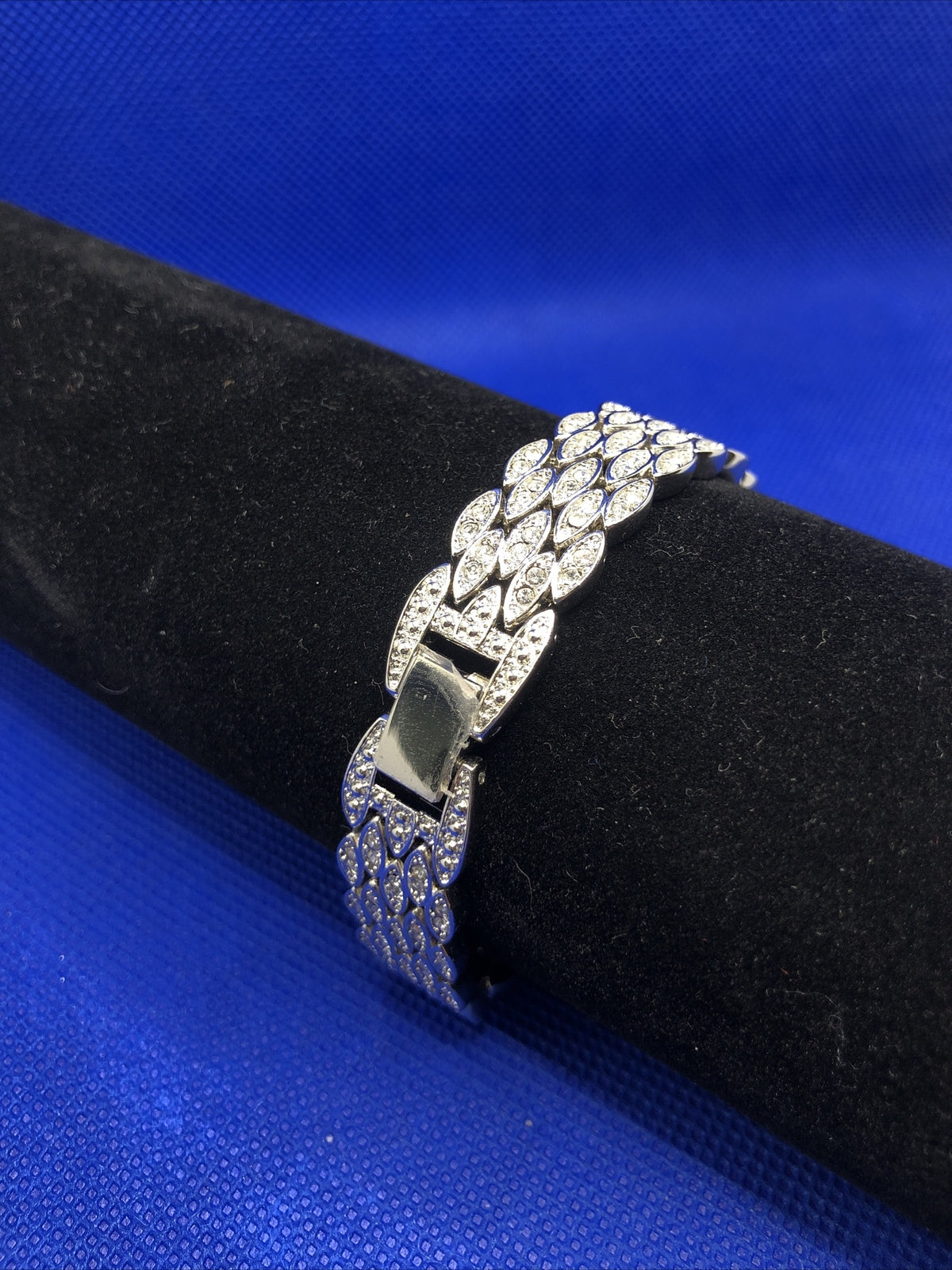 Suzanne Somers Pave Rhinestone Encrusted Flower Bracelet Hidden Watch NIB