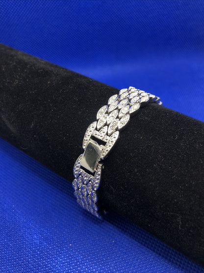 Suzanne Somers Pave Rhinestone Encrusted Flower Bracelet Hidden Watch NIB