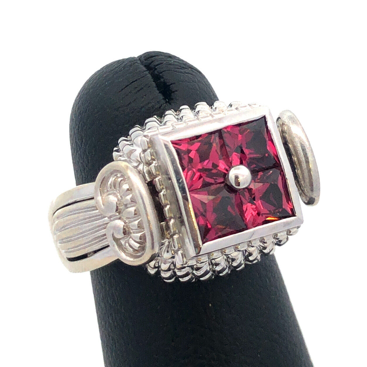 Goldman Kolber GK 14K White Gold 925 Silver 2 Insert Spinel Interchangeable Ring