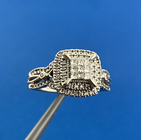 Kays Jewelers 10K White Gold Princess Diamond Top Double Halo Engagement Ring