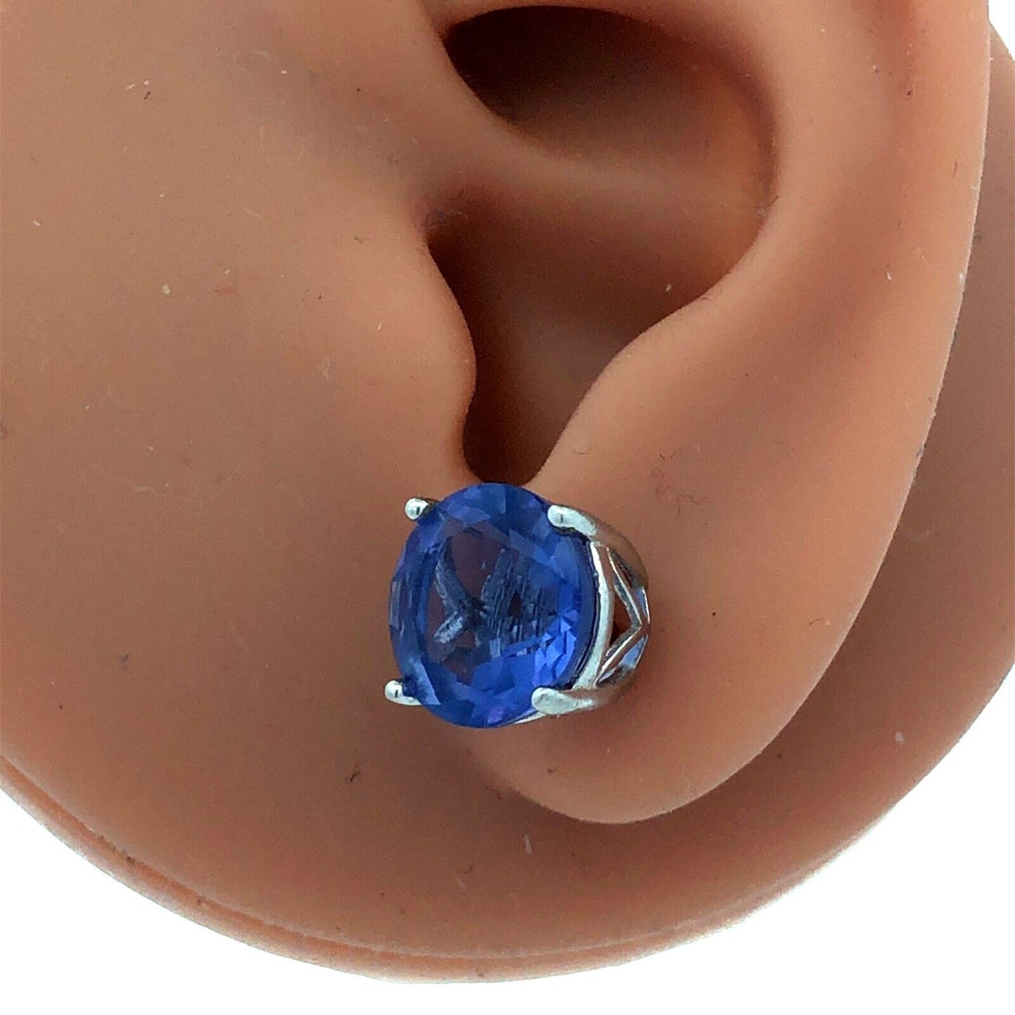 Designer TGGC 925 Sterling Silver Round Blue Tanzanite Solitaire Stud Earrings