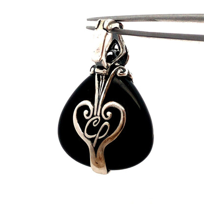 Carolyn Pollack R Moon 925 Sterling Silver Onyx Teardrop Scroll Enhancer Pendant