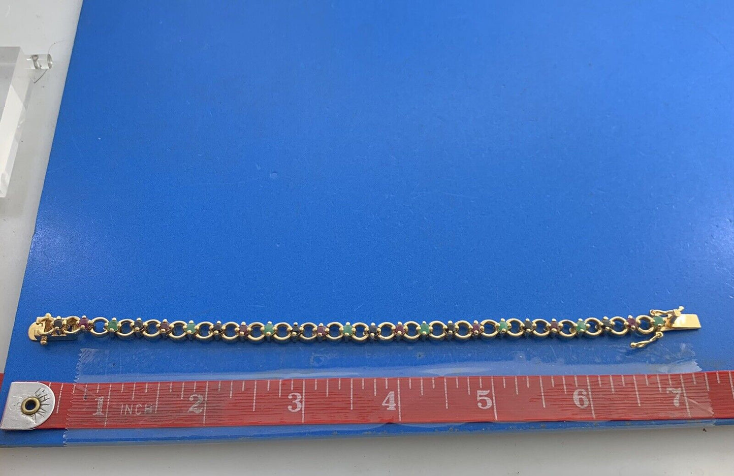 Designer 925 Sterling Silver Vermeil Sapphire Ruby Emerald Tennis Bracelet
