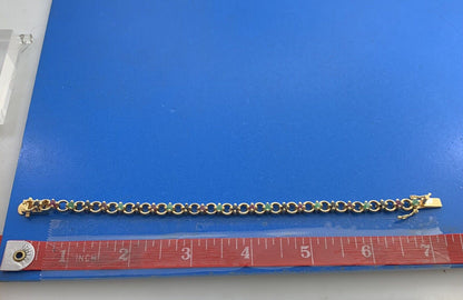 Designer 925 Sterling Silver Vermeil Sapphire Ruby Emerald Tennis Bracelet