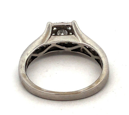 14K White Gold Round Diamond Cluster Square Engagement Anniversary Ring
