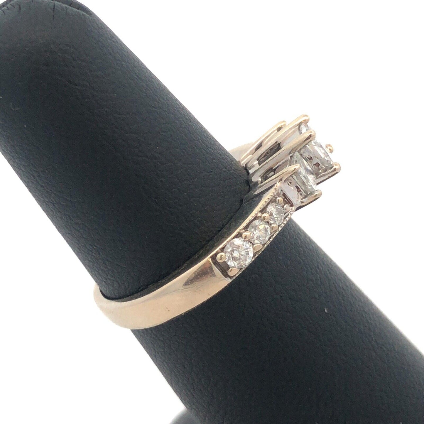 Gorgeous 14k White Gold IKS Triple Princess Diamond Engagement Ring Size 6.25