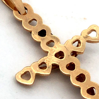 Designer 14K Yellow White Gold Two Tone Heart Cross Crucifix Pendant