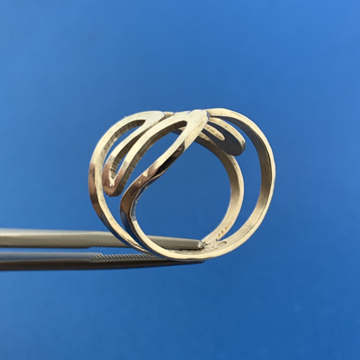 Mexico CII Artisan Sterling Silver 925 Hammered Waves Wide Band Ring Sz 6.5