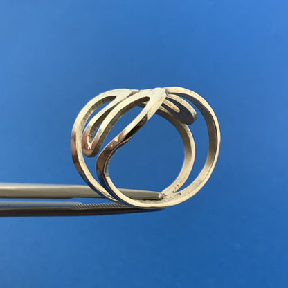 Mexico CII Artisan Sterling Silver 925 Hammered Waves Wide Band Ring Sz 6.5