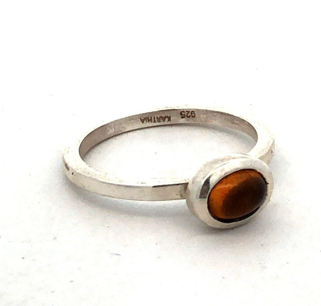 Designer Karthia 925 Sterling Silver Oval Citrine Bezel Solitaire Stackable Ring
