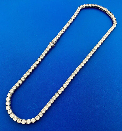 Glamorous Designer Sterling Silver Cubic Zirconia CZ Statement Tennis Necklace