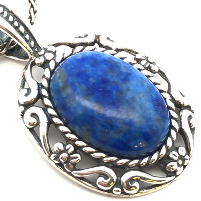 Carolyn Pollack R Moon Sterling Silver Oval Blue Lapis Lazuli Pendant Necklace