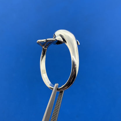 Vintage Designer KABANA Sterling Silver 925 Dolphin Ocean Fish Wrap Bypass Ring