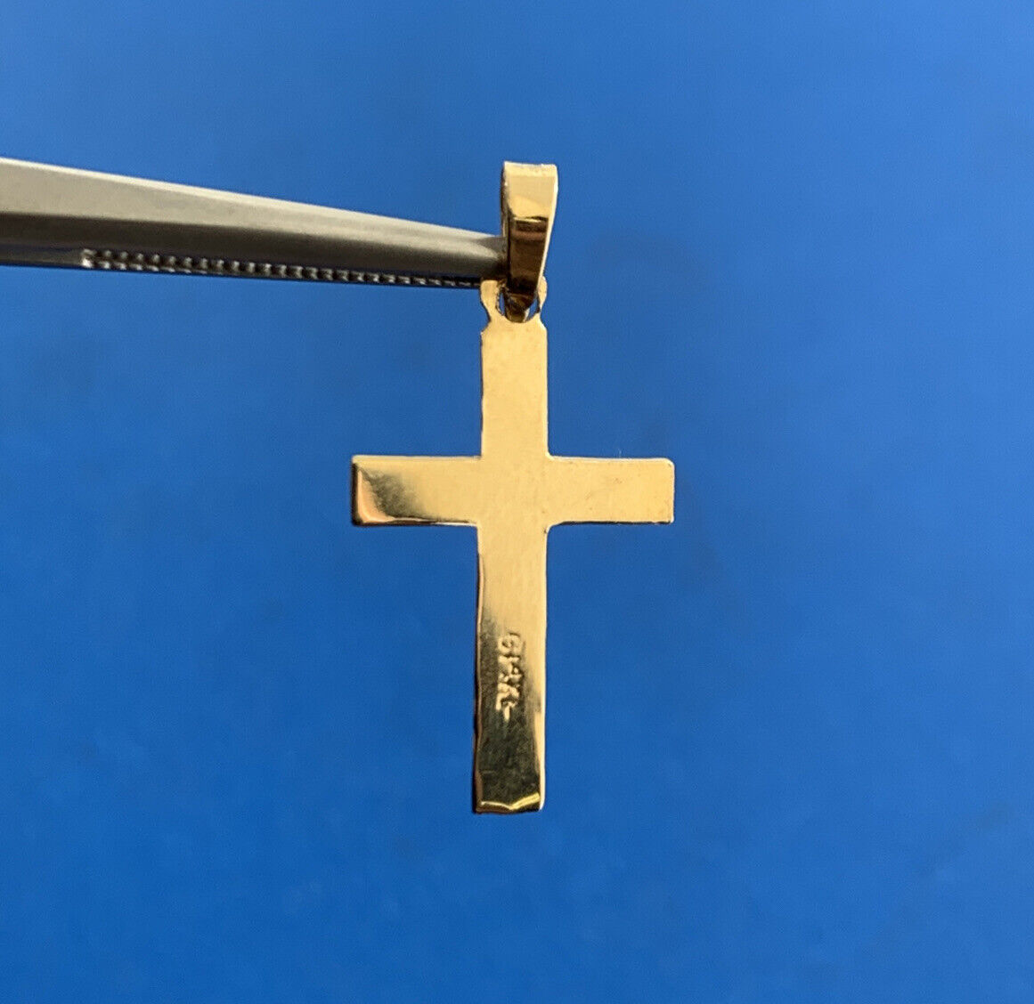 Minimalist 14K Yellow Gold Polished Cross Religious Easter Communion Pendant