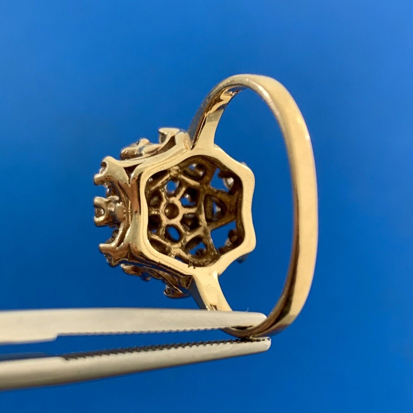 Vintage 14K Yellow Gold Diamond Cluster Tiered Dome Cocktail Ring