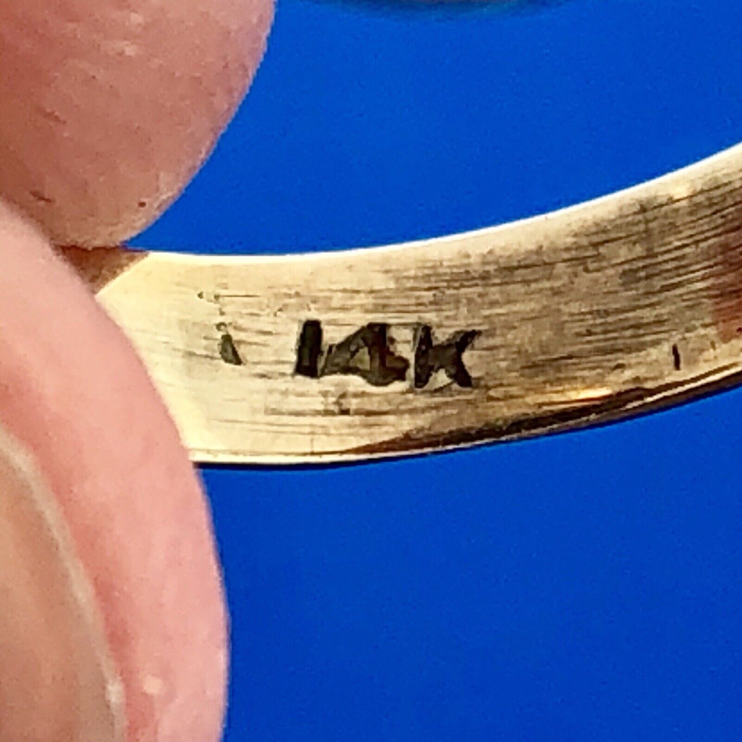 Vintage 14K Yellow Gold Turquoise Cocktail Ring Size 7.25
