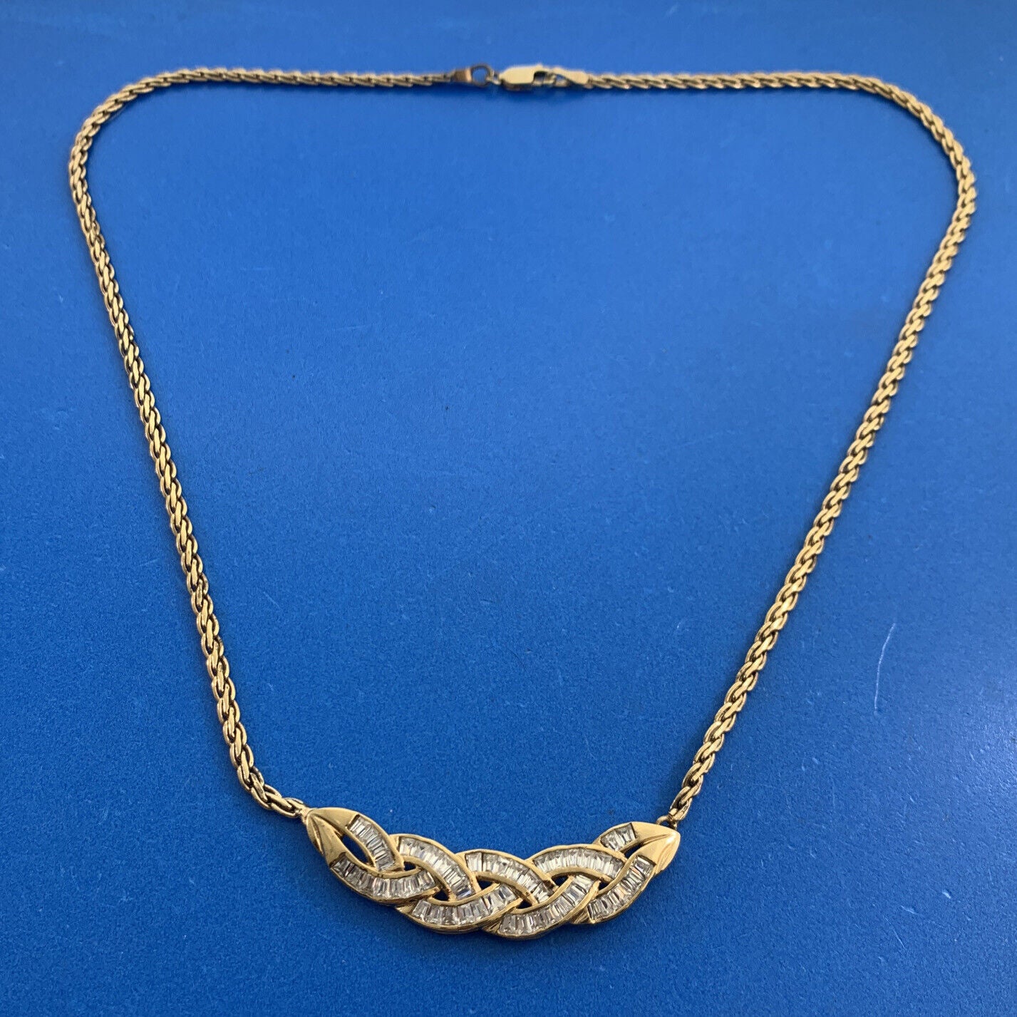 Designer 925 Sterling Silver Vermeil Cubic Zirconia Infinity Eternity Necklace