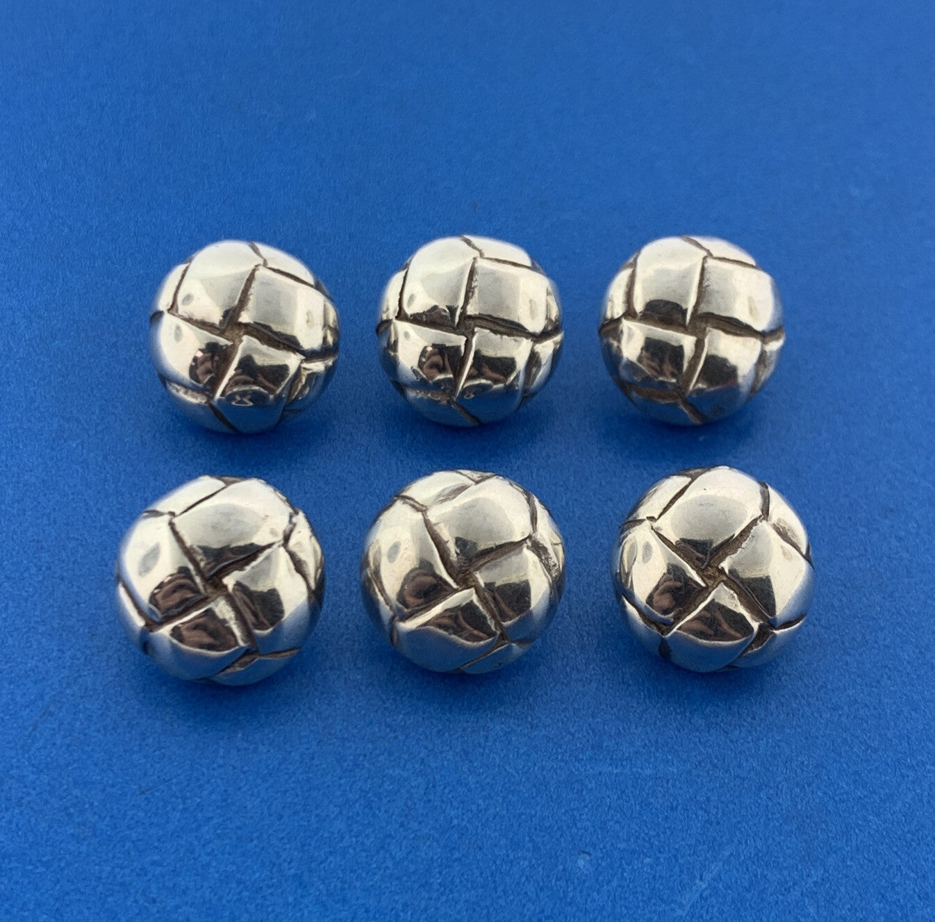 Tiffany & Co Sterling Silver Pebbled Tortoise Blouse Dress Shirt Six Button Set