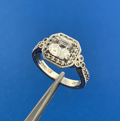 Sterling Silver 925 Asscher Cut Solitaire Cubic Zirconia Engagement Ring