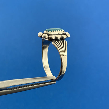Native American Hallmarked 925 Sterling Silver Oval Turquoise Cabochon Ring