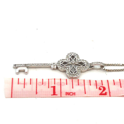 Designer 925 Sterling Silver Diamond Key To My Heart Pendant Necklace