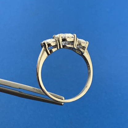 Designer FAS Sterling Silver Cubic Zirconia Oval Trio Anniversary Cocktail Ring