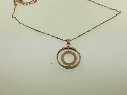 Dyadema Italy Sterling Silver Rose Wash Two Toned Life Infinity Circle Necklace