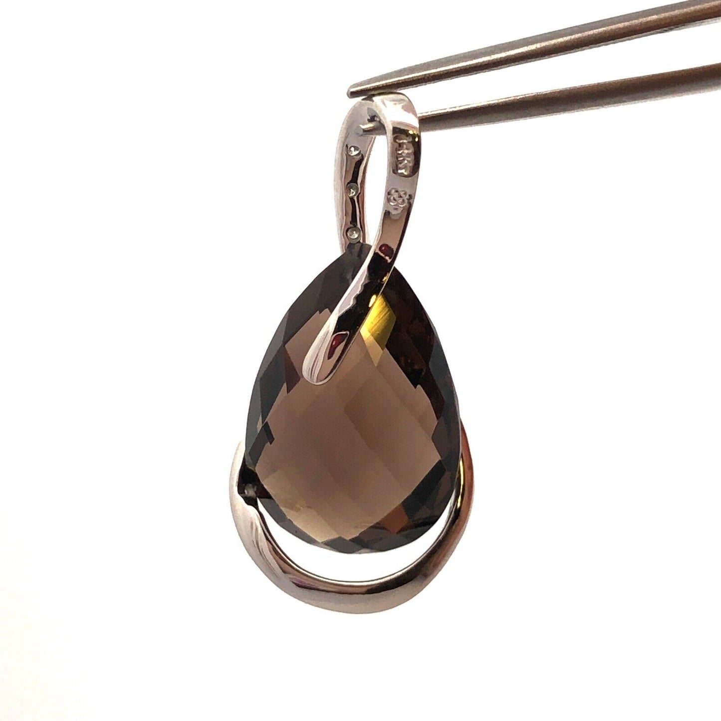 Designer 14K Yellow Gold Quartz Diamond Accented Pendant