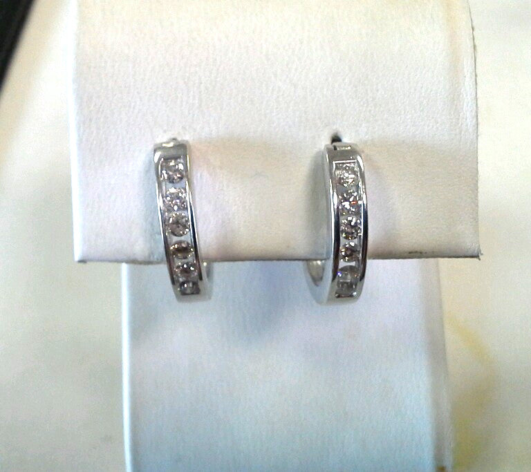 14k White Gold ZEI Diamond Hoop Earrings
