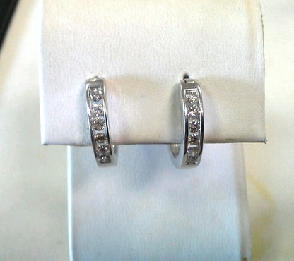 14k White Gold ZEI Diamond Hoop Earrings