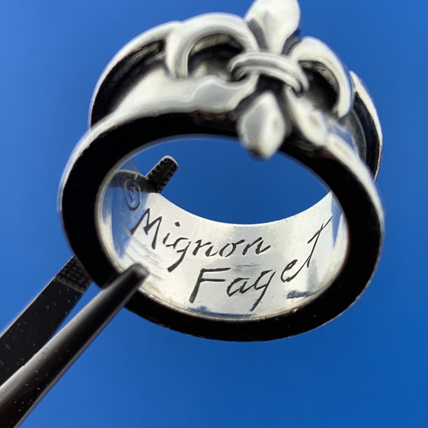 Designer Mignon Faget Sterling Silver 925 Fleur De Lis Thick Ring Size 5.75