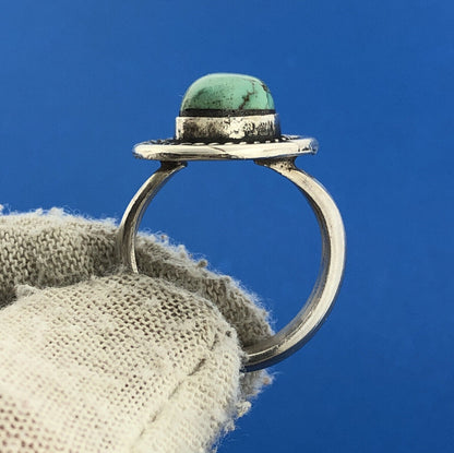 Native American Artisan Sterling Silver 925 Green Turquoise Statement Ring