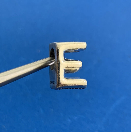 Pandora ALE 925 Sterling Silver Letter E Alphabet Bracelet Slide Charm 797459