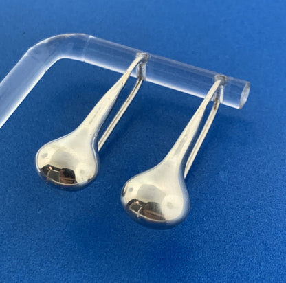 Designer 925 Sterling Silver Modernist Pear Drop Dangle Slide Earrings