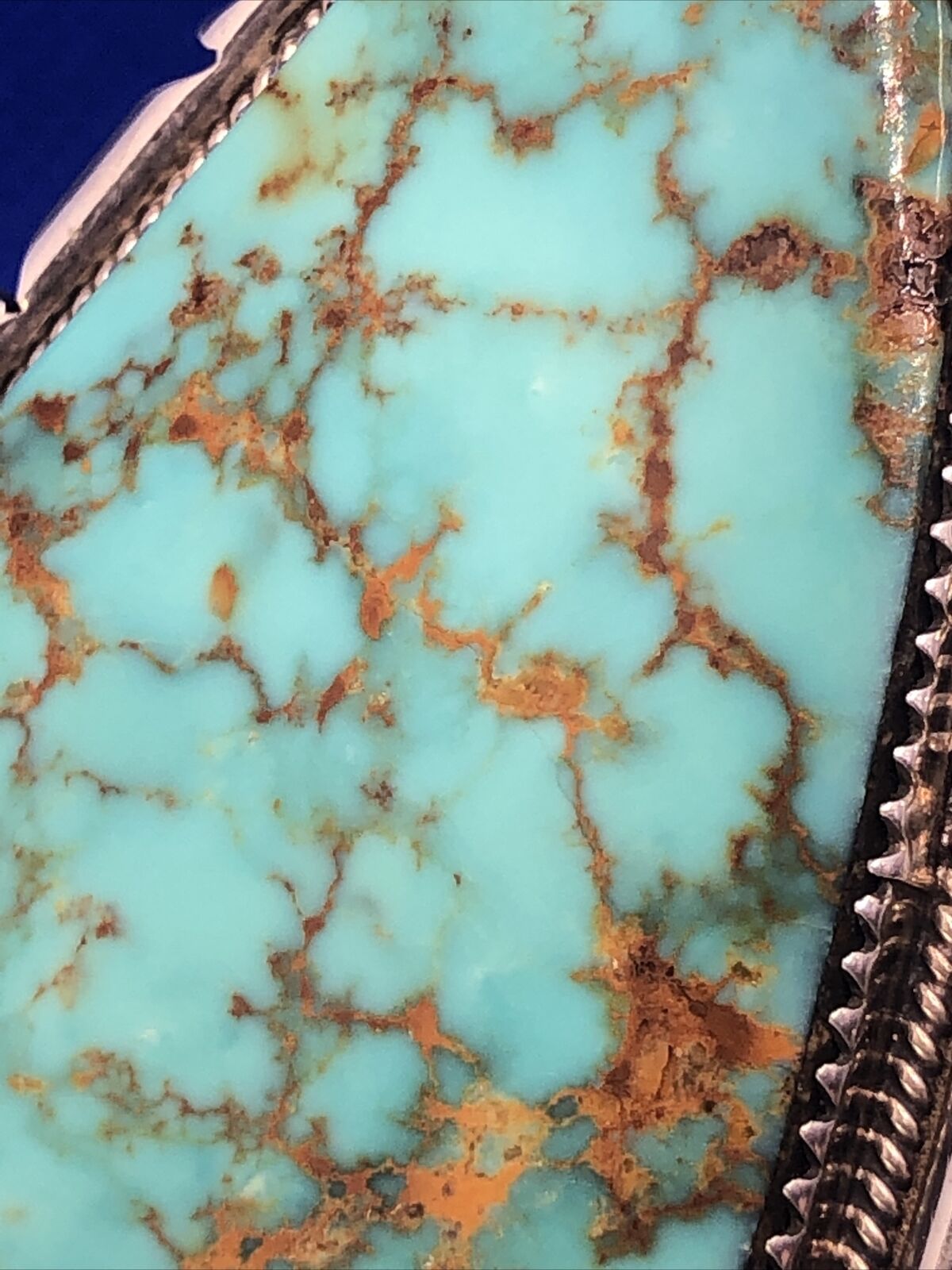 Harold Becenti Navajo 925 Sterling Silver Pear Turquoise Statement Pendant