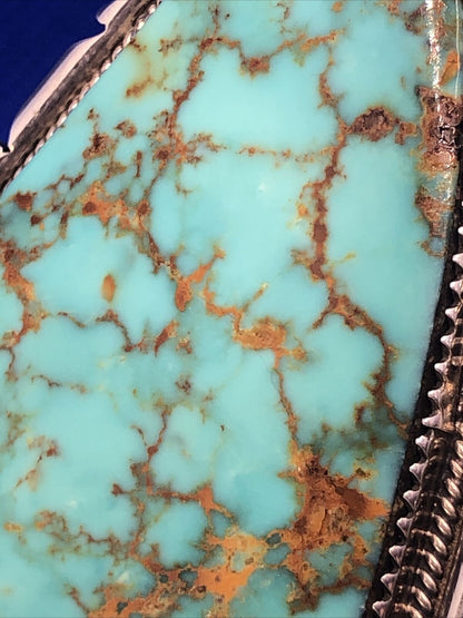 Harold Becenti Navajo 925 Sterling Silver Pear Turquoise Statement Pendant