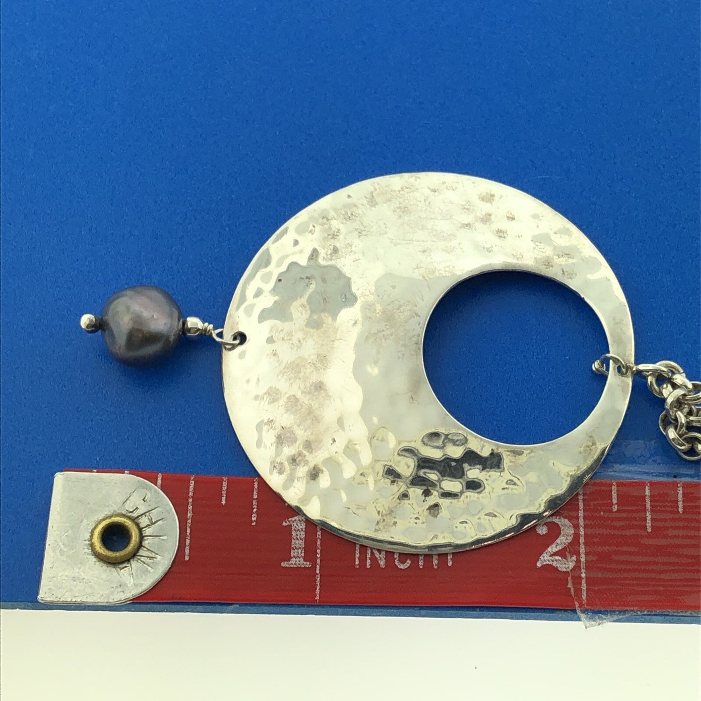 Designer Avi Soffer 925 Sterling Silver Pearl Amethyst Beaded Hammered Necklace